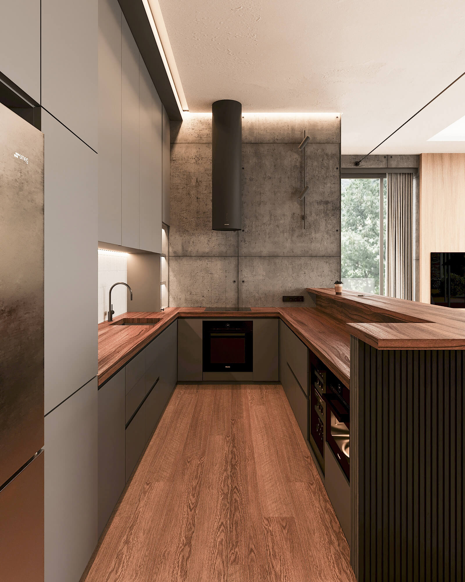 Интерьер HILLSIDE villa, кухня-гостиная