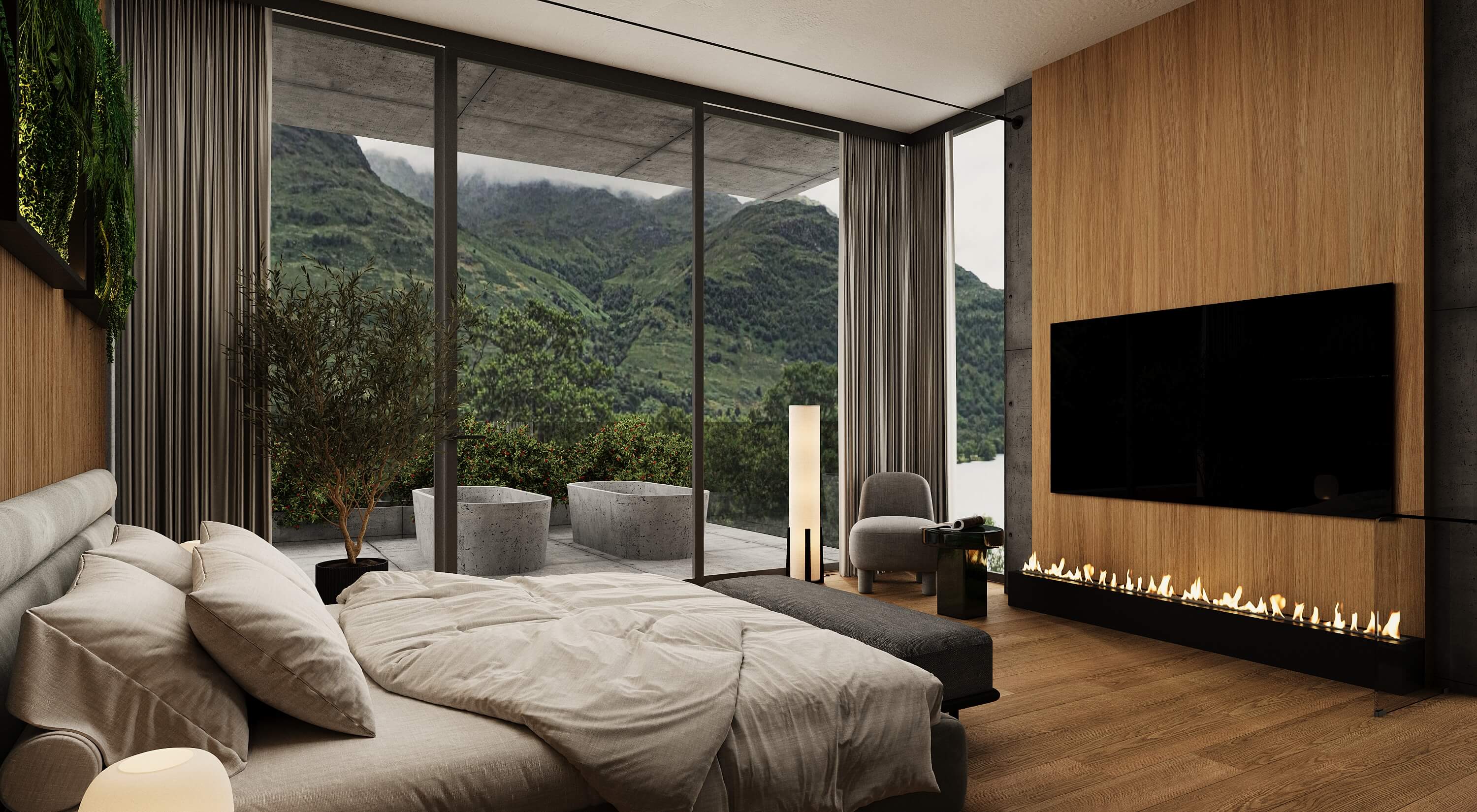Интерьер HILLSIDE villa, спальня